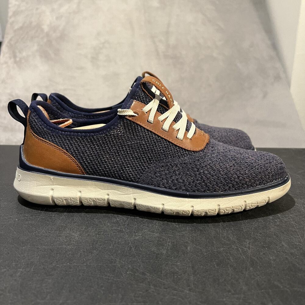 Cole Haan Generation ZEROGRAND Shoes Mens 10 Blue Knit Oxford Casual C27403